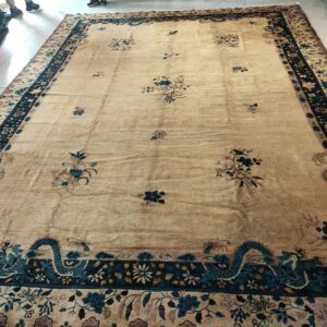 Antique Large Chinese Allover Floral Knotted Rug, detail photo 11, stock number 25114