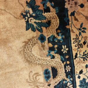 Antique Large Chinese Allover Floral Knotted Rug, detail photo 2, stock number 25114