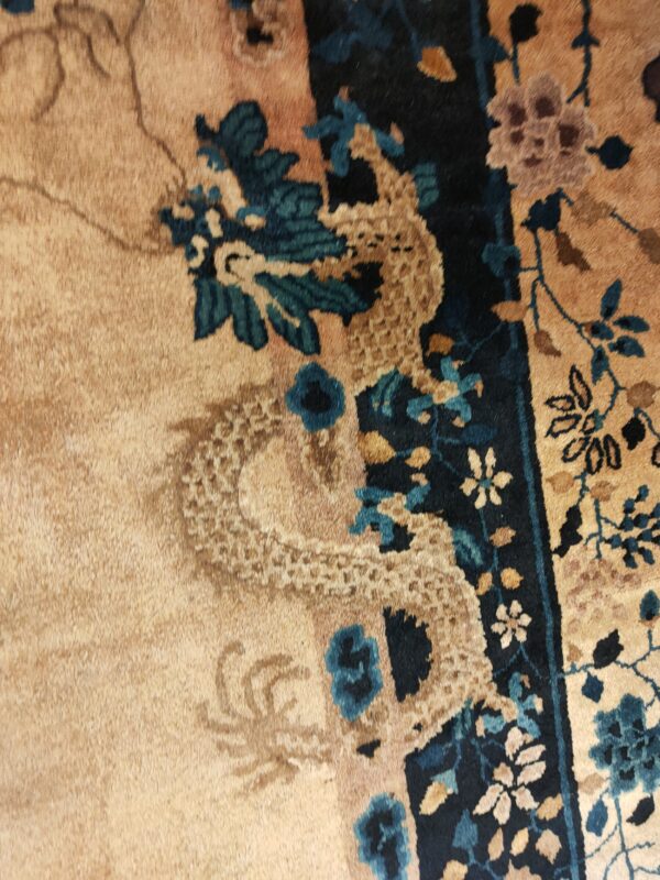Antique large chinese allover floral knotted rug, detail photo 2, stock number 25114