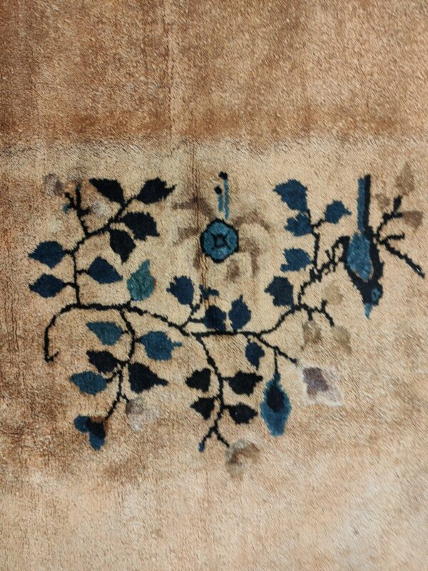 Antique large chinese allover floral knotted rug, detail photo 3, stock number 25114