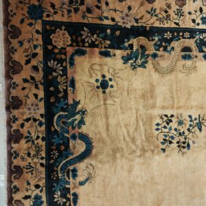 Antique Large Chinese Allover Floral Knotted Rug, detail photo 4, stock number 25114