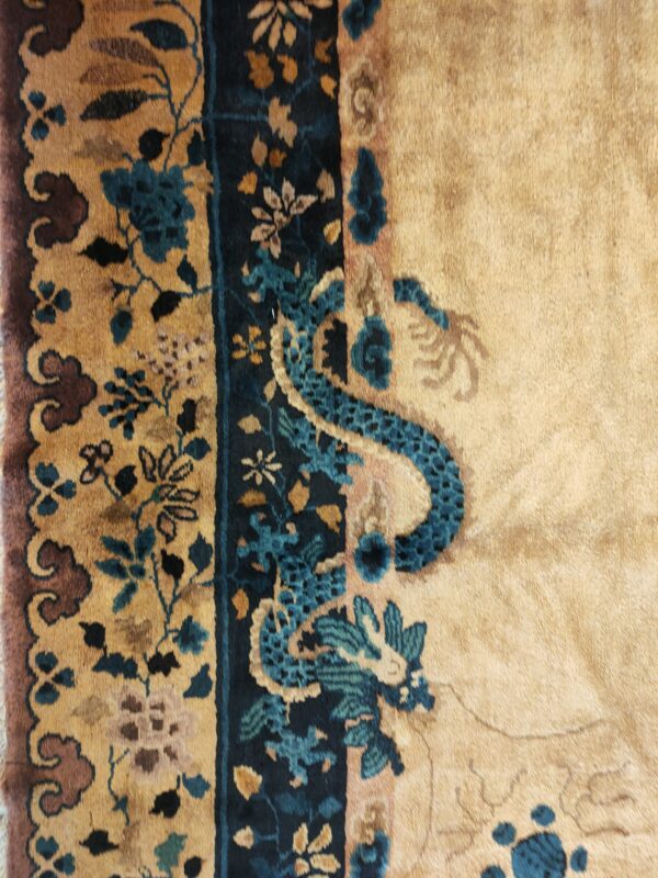 Antique large chinese allover floral knotted rug, detail photo 5, stock number 25114