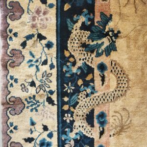 Antique Large Chinese Allover Floral Knotted Rug, detail photo 6, stock number 25114