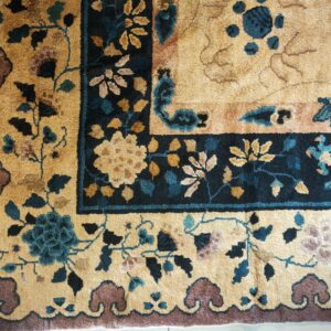 Antique Large Chinese Allover Floral Knotted Rug, detail photo 7, stock number 25114