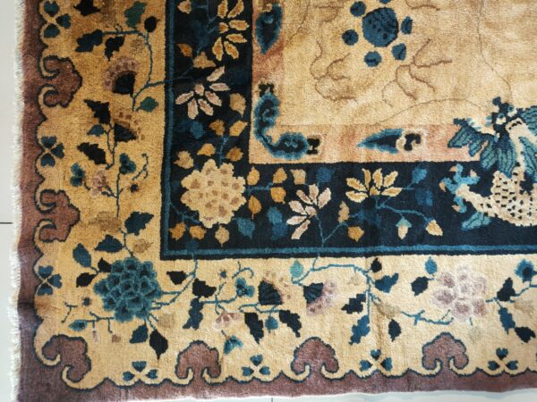 Antique large chinese allover floral knotted rug, detail photo 7, stock number 25114
