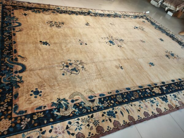 Antique large chinese allover floral knotted rug, detail photo 8, stock number 25114