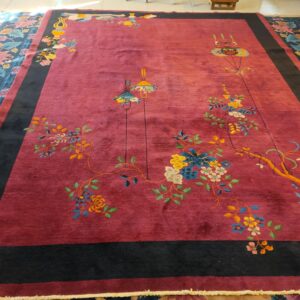 Antique Purple Classic Floral Vase Pattern Chinese Deco Carpet, detail photo 10, stock number 24499