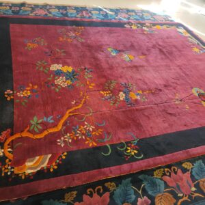 Antique Purple Classic Floral Vase Pattern Chinese Deco Carpet, detail photo 11, stock number 24499