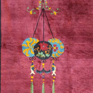 Antique Purple Classic Floral Vase Pattern Chinese Deco Carpet, detail photo 3, stock number 24499