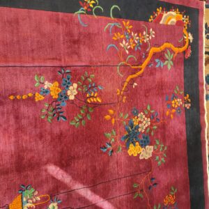 Antique Purple Classic Floral Vase Pattern Chinese Deco Carpet, detail photo 4, stock number 24499