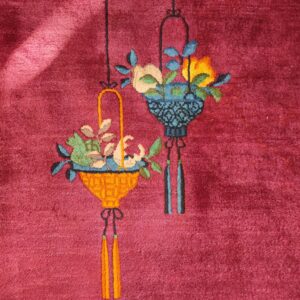 Antique Purple Classic Floral Vase Pattern Chinese Deco Carpet, detail photo 5, stock number 24499