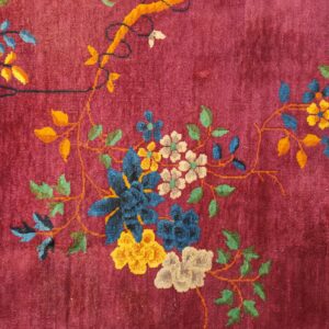 Antique Purple Classic Floral Vase Pattern Chinese Deco Carpet, detail photo 6, stock number 24499