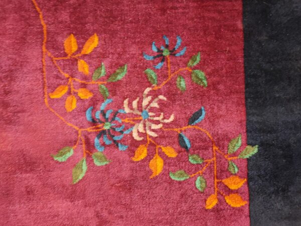 Antique purple classic floral vase pattern chinese deco carpet 10 Antique purple classic floral vase pattern chinese deco carpet, detail photo 9, stock number 24499