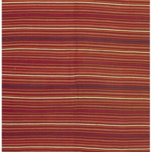 Authentic Mid-20th Century Anatolian Multi Stripe Turkish Kilim Flat-Weave Rug