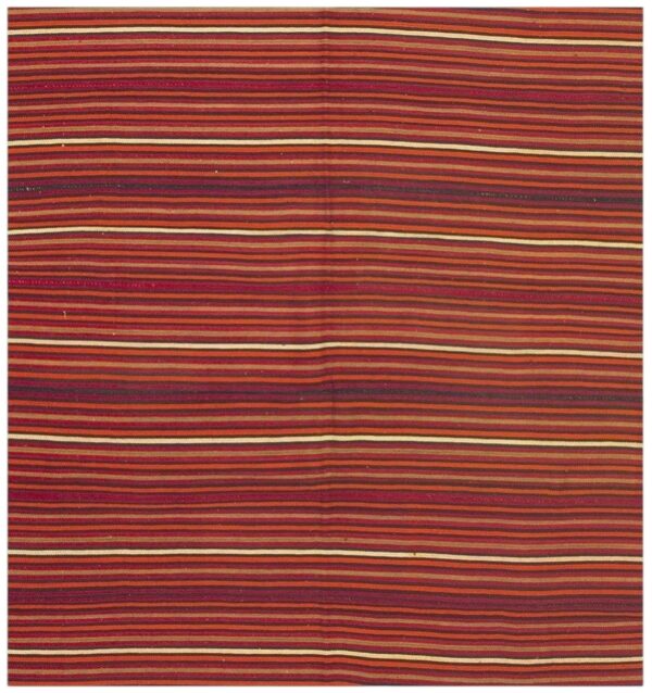 Authentic mid-20th century anatolian multi stripe turkish kilim flat-weave rug 1 Authentic mid-20th century anatolian multi stripe turkish kilim flat-weave rug