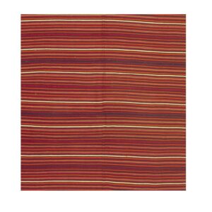 Authentic Mid-20th Century Anatolian Multi Stripe Turkish Kilim Flat-Weave Rug - detail view 3