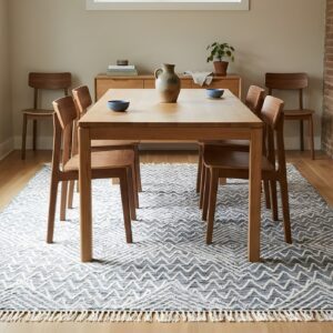 Celia Kilim Gray and Ivory Handmade Wool Rug - dining room room view