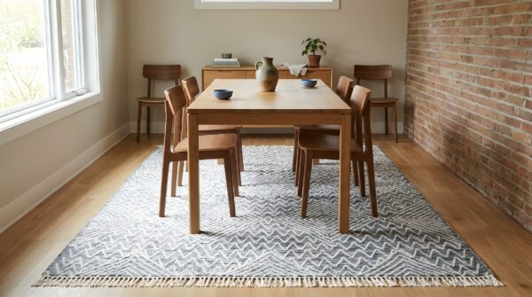 Celia kilim gray and ivory handmade wool rug 2 Celia kilim gray and ivory handmade wool rug - dining room room view