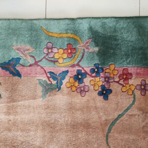 Chinese Art Deco Ivory Room Size Rectangle 1920s Wool Antique Knotted Rug, detail photo 8, stock number 22464