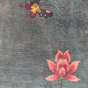 Chinese - Art Deco Rectangle 1920s Knotted Antique Blue Wool Room Size Rug, detail photo 2, stock number 25948