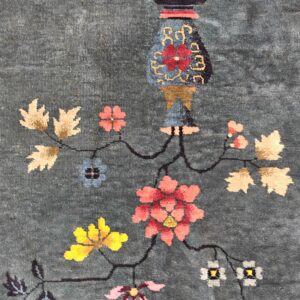 Chinese - Art Deco Rectangle 1920s Knotted Antique Blue Wool Room Size Rug, detail photo 3, stock number 25948