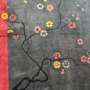 Chinese - Art Deco Rectangle 1920s Knotted Antique Blue Wool Room Size Rug, detail photo 4, stock number 25948