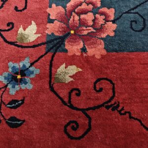 Chinese - Art Deco Rectangle 1920s Knotted Antique Blue Wool Room Size Rug, detail photo 7, stock number 25948