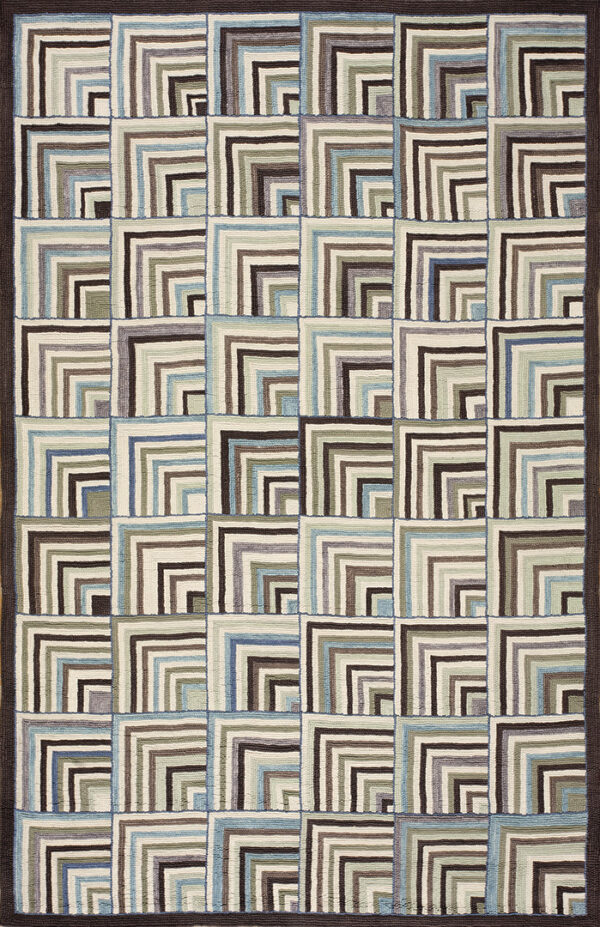 Contemporary hand-hooked rug, design i1010e 1 Contemporary hand-hooked rug, design i1010e