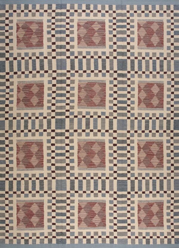 Contemporary swedish style flat weave rug, design sc_502