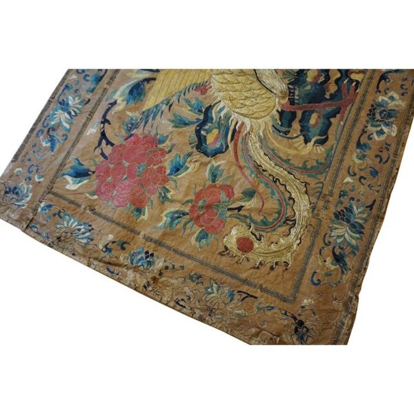 Mid 19th century antique museum grade silk chinese embroidery flatweave textile 3 Mid 19th century antique museum grade silk chinese embroidery flatweave textile - detail view 2