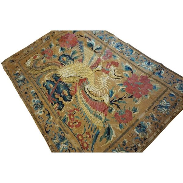 Mid 19th century antique museum grade silk chinese embroidery flatweave textile 5 Mid 19th century antique museum grade silk chinese embroidery flatweave textile - detail view 4