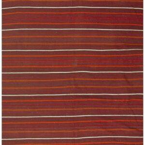 Mid-Century Anatolian Flat-Weave Turkish Kilim Multicolor Stripe Square Rug