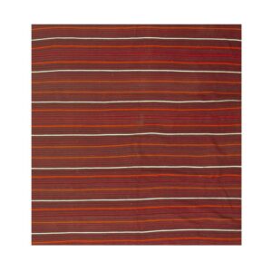 Mid-Century Anatolian Flat-Weave Turkish Kilim Multicolor Stripe Square Rug - detail view 4