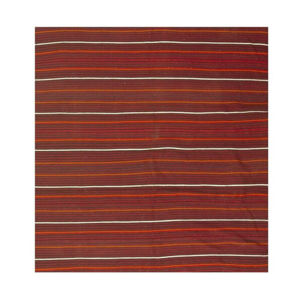 Mid-century anatolian flat-weave turkish kilim multicolor stripe square rug 8 Mid-century anatolian flat-weave turkish kilim multicolor stripe square rug - detail view 7
