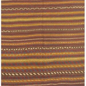 Mid Century Modern Geometric Vintage Turkish Kilim Flatweave Small Rug