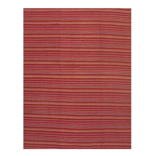 Mid century modern multicolor stripe geometric turkish kilim flatwoven wool rug 4 Mid century modern multicolor stripe geometric turkish kilim flatwoven wool rug - detail view 3