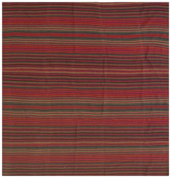 Mid century modern multicolor stripe turkish decorative kilim wool square rug