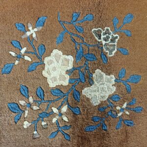 Minimalist Open Brown Color Field Floral Chinese Room Size Peking Wool Rug, detail photo 10, stock number 18962