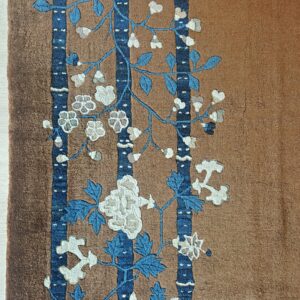 Minimalist Open Brown Color Field Floral Chinese Room Size Peking Wool Rug, detail photo 8, stock number 18962