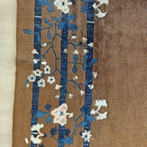 Minimalist Open Brown Color Field Floral Chinese Room Size Peking Wool Rug, detail photo 9, stock number 18962