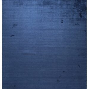 Navy blue solid handmade wool and viscose rug, full view (SKU OCU90NV8X10)