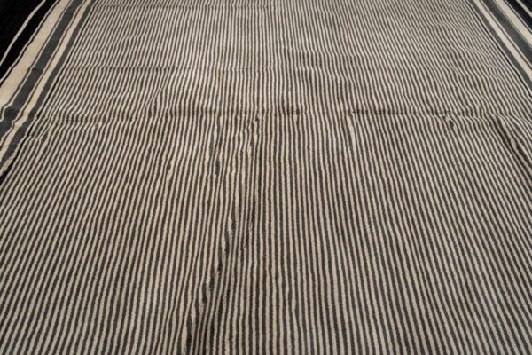 Black and beige stripe handmade wool rug - 8 x 10 size rugs 4 Black and beige striped handmade wool rug, black stripe (sku fio3bk8x10), detail 3