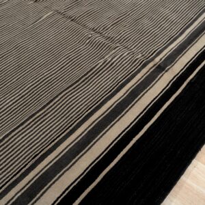Black and beige striped handmade wool rug, Black Stripe (SKU FIO3BK8X10), detail 6