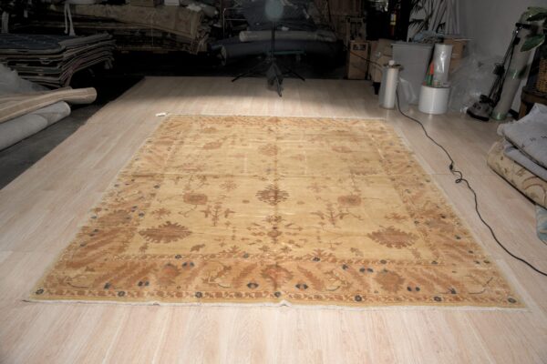 Peshawar rug, hand knotted wool, gold and rust oushak design, 8'5 x 10'6 2 Peshawar hand knotted wool rug, gold and rust oushak design (sku ps49496bg8x11), detail 1