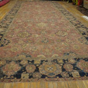 Mid-17th century Persian Safavid Isfahan carpet, long view down the coral field, stock number 20133