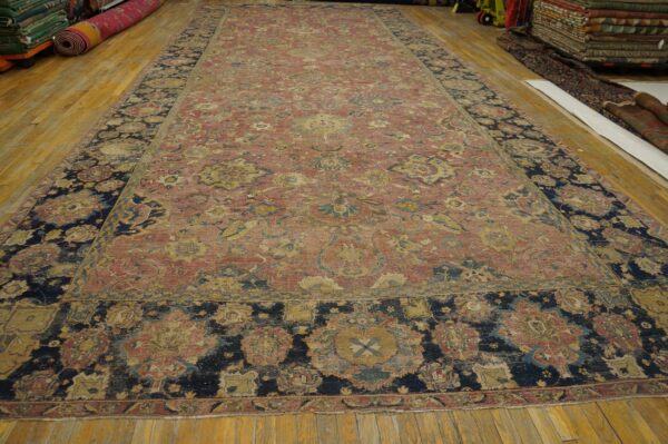 Mid-17th century persian safavid isfahan carpet, long view down the coral field, stock number 20133