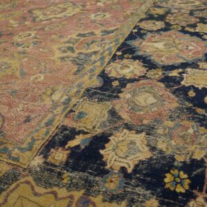 Mid-17th century Persian Safavid Isfahan carpet, main border with large palmettes on dark blue, stock number 20133