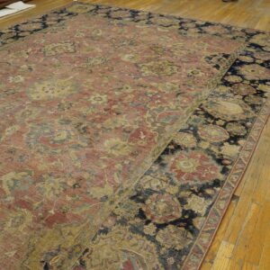 Mid-17th century Persian Safavid Isfahan carpet, side view across the field and border, stock number 20133