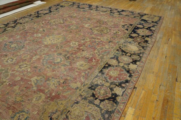 Mid-17th century persian safavid isfahan carpet, side view across the field and border, stock number 20133