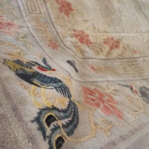 Solid Open Ivory Color Field Antique Bird Design Border Chinese Peking Rug, detail photo 1, stock number 23059